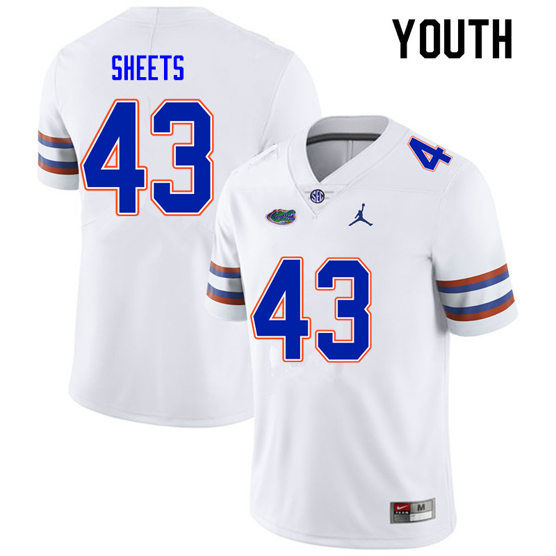 Youth #43 Jake Sheets Florida Gators College Football Jerseys Sale-White